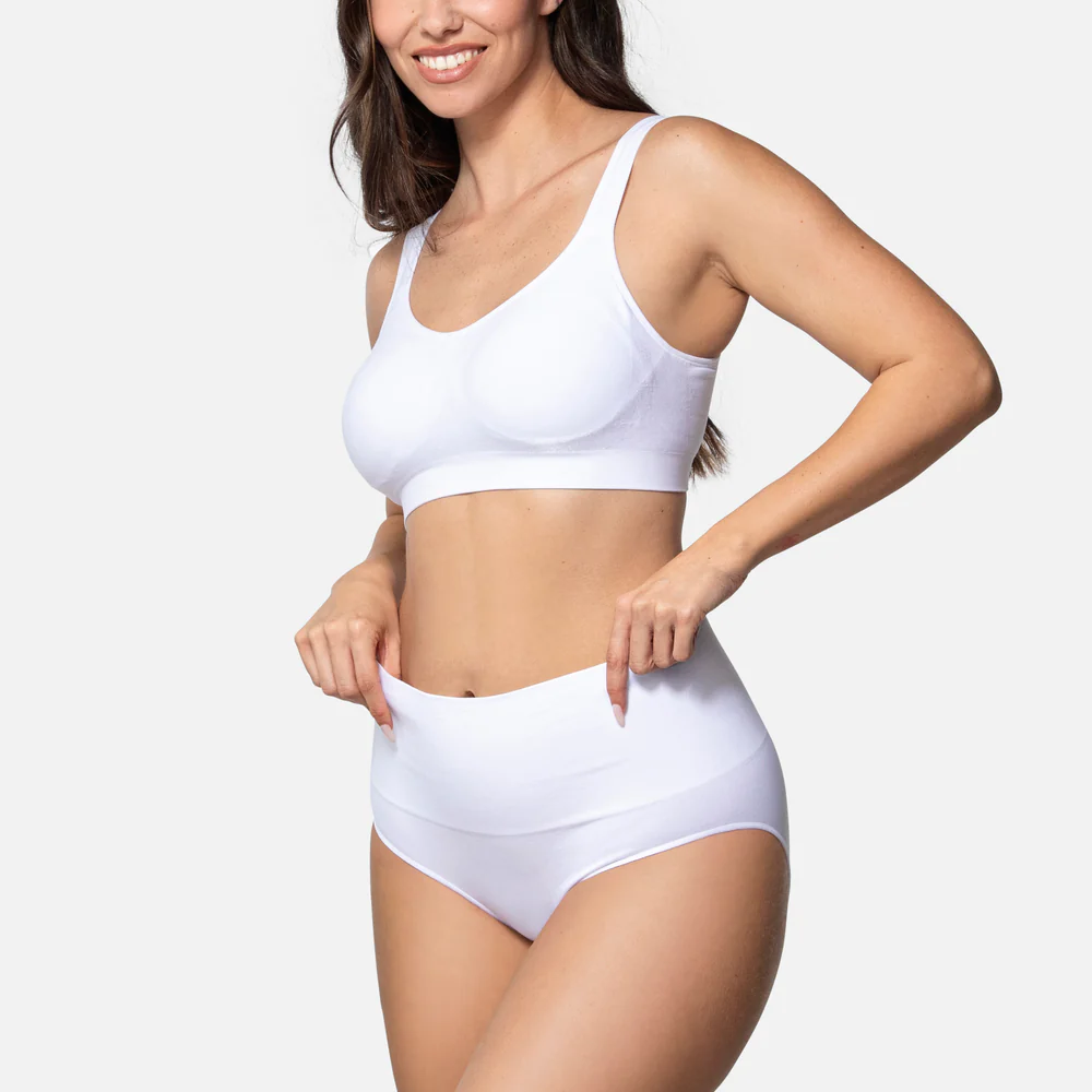 Smoothing At Waist Brief High-Waisted Cotton Tummy Control Panties (5-Pack) - Plus Size Breathable Shaping Underwear