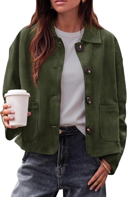 Faux Suede Casual Cropped Fall Jacket for Women Trendy 2026