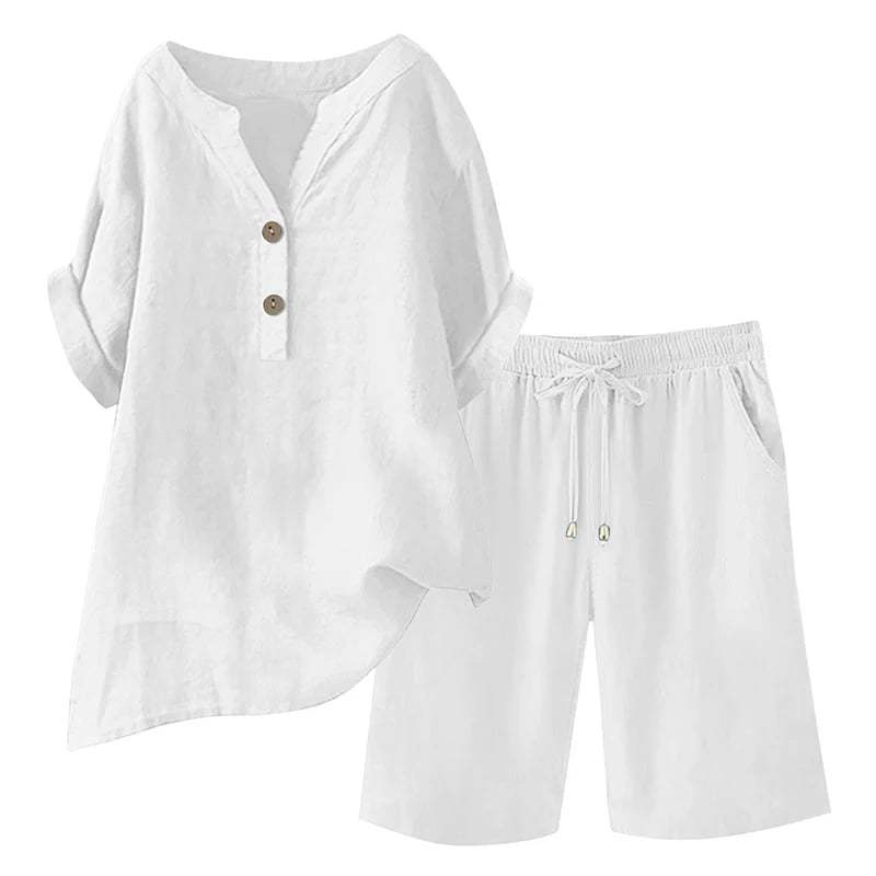 🔥Limited-time offer-Women's Cotton Linen 2-Piece Outfit Set