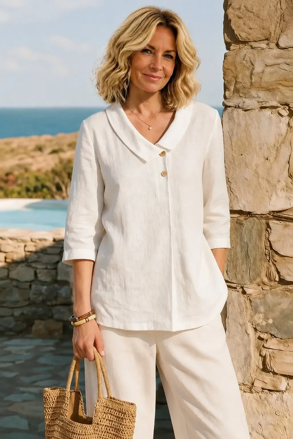 Women'S Cotton And Linen Shawl Collar Short Sleeve Button Summer Going Out Casual Shirt