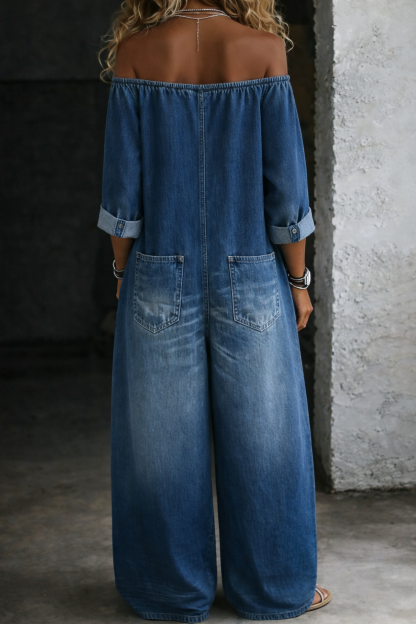 Elena | Long Sleeve Off-Shoulder Jumpsuit