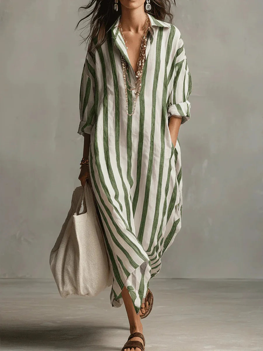 Elegant Long Shirt Dress Comfort Fit Button Down Maxi Dress Casual Lapel Collar Long Sleeve Dress