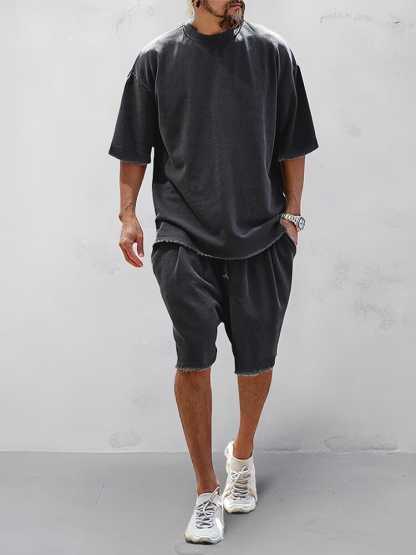 Casual Loose Fit Solid Sports Sets