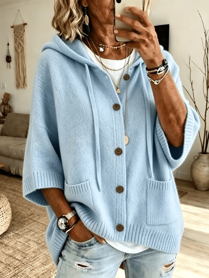 CLEARANCE SALE🔥 Women's Casual Hoodie Cotton Plain Long Sleeve Comfy Cardigan