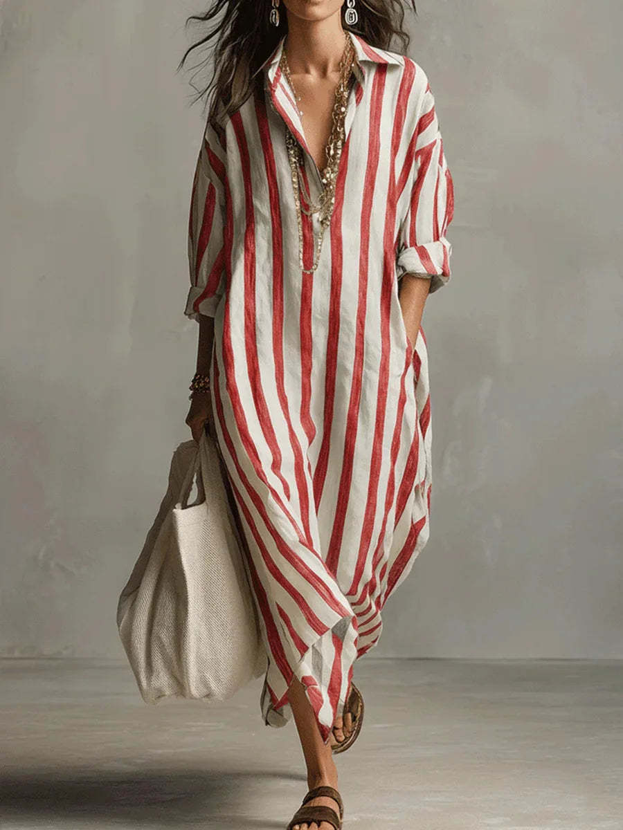Elegant Long Shirt Dress Comfort Fit Button Down Maxi Dress Casual Lapel Collar Long Sleeve Dress