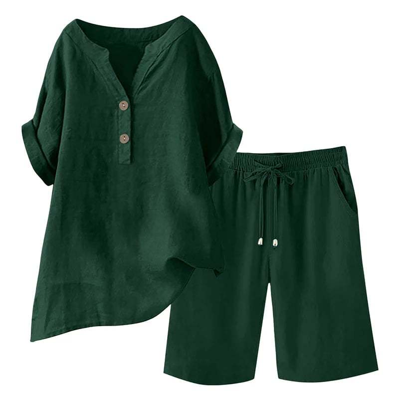 🔥Limited-time offer-Women's Cotton Linen 2-Piece Outfit Set