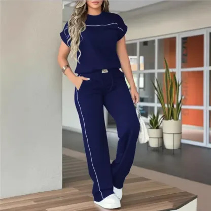 ⏰🔥🔥Women's Casual Short Sleeve Top & Wide Leg Pants Set