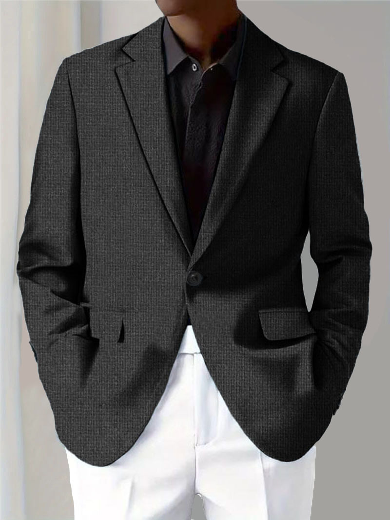 Men's Casual Solid Notch Lapel One Button Blazer