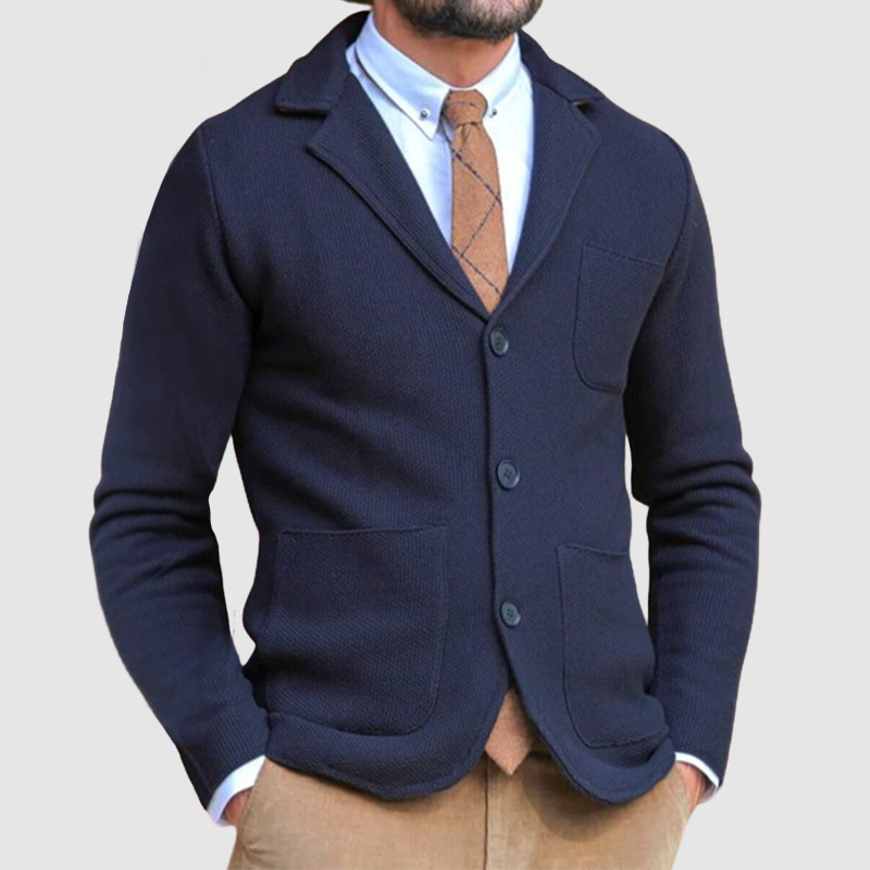 CLEARANCE SALE🔥 Men's Elegant Lapel Long Sleeve Knit Jacket