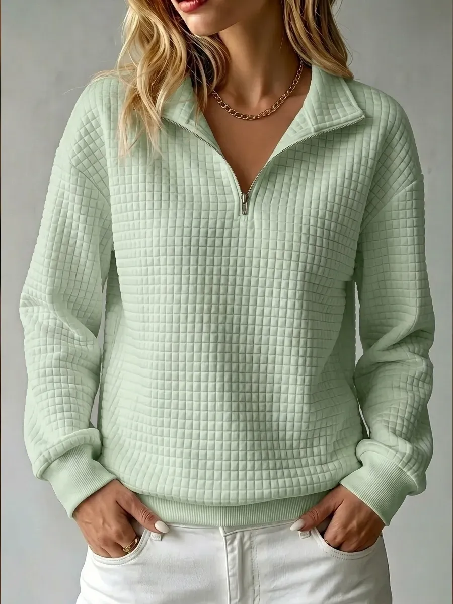 CLEARANCE SALE🔥50% OFF🔥 Women's Casual Quilted 1/4 Zip Sweatshirt
