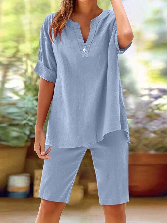 🔥Limited-time offer-Women's Cotton Linen 2-Piece Outfit Set