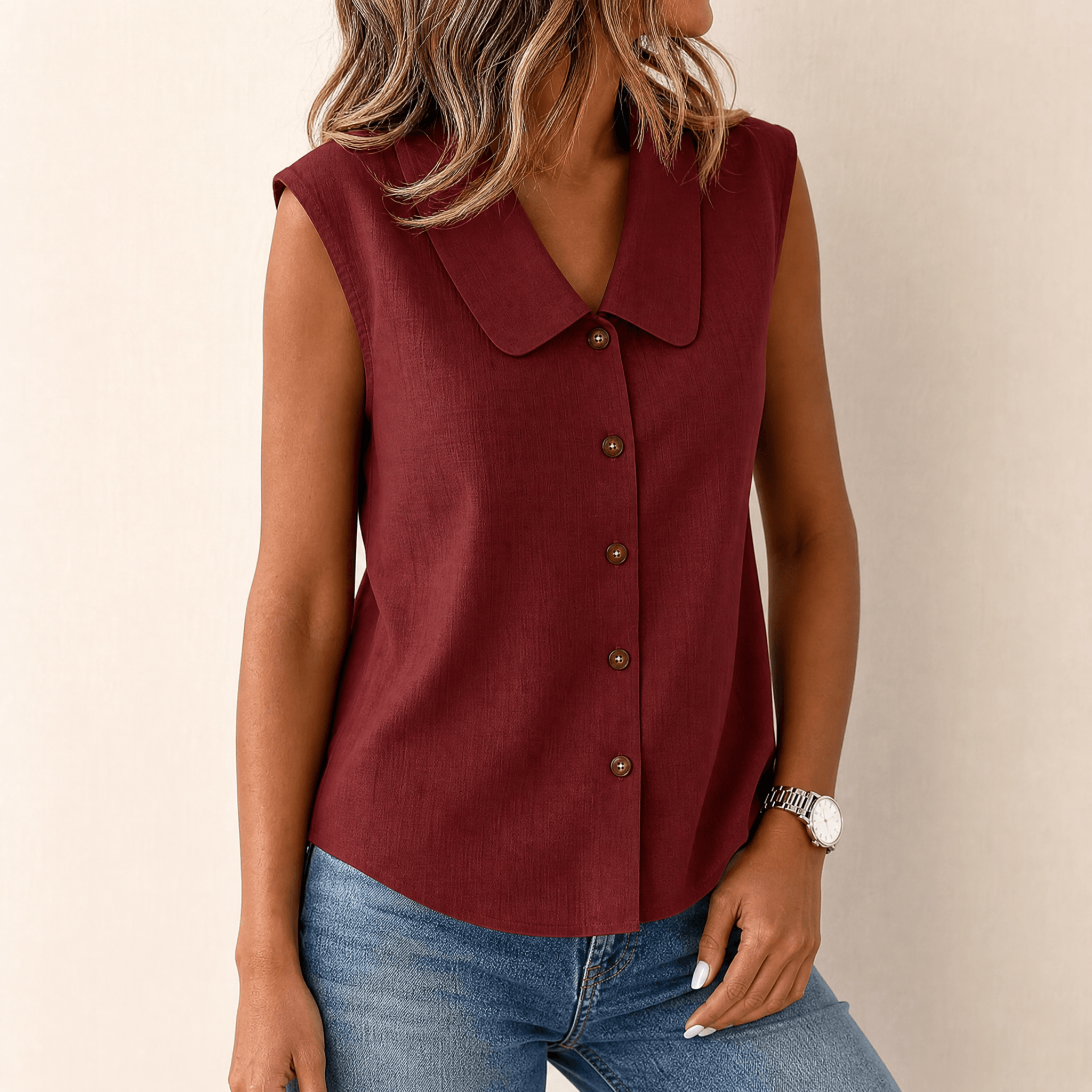 Women's Breezy Collared Summer Top