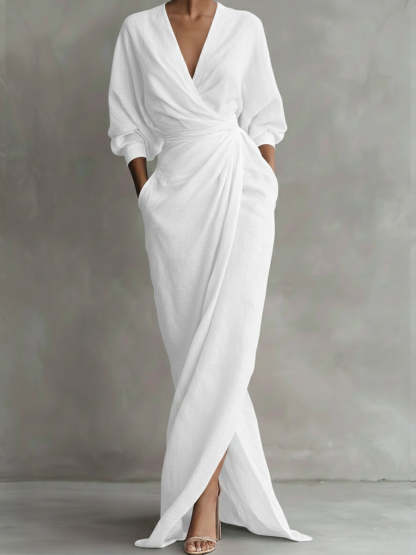 Women's Linen And Cotton Extra-long Dress
