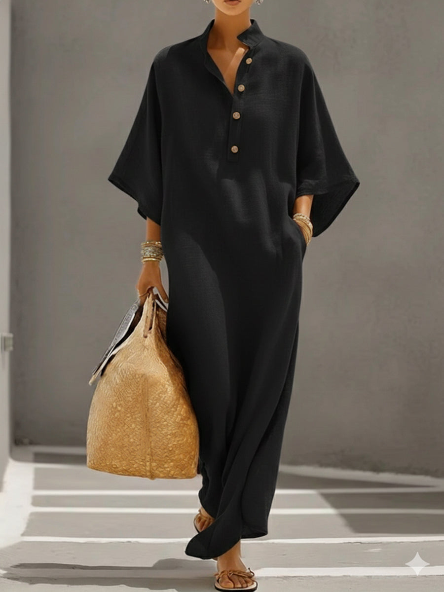 Loose And Cozy Linen And Cotton Dress