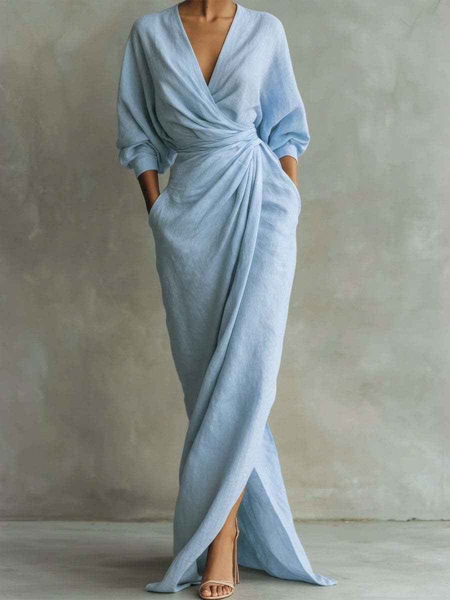 Women's Linen And Cotton Extra-long Dress