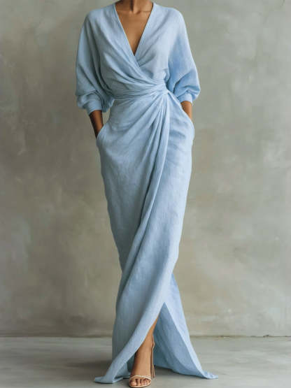 Women's Linen And Cotton Extra-long Dress