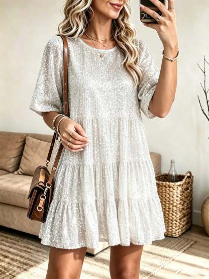 Women's Sequin Tiered A-Line Mini Dress