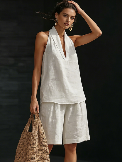 Elegant & Cozy Cotton-linen Two-piece Set