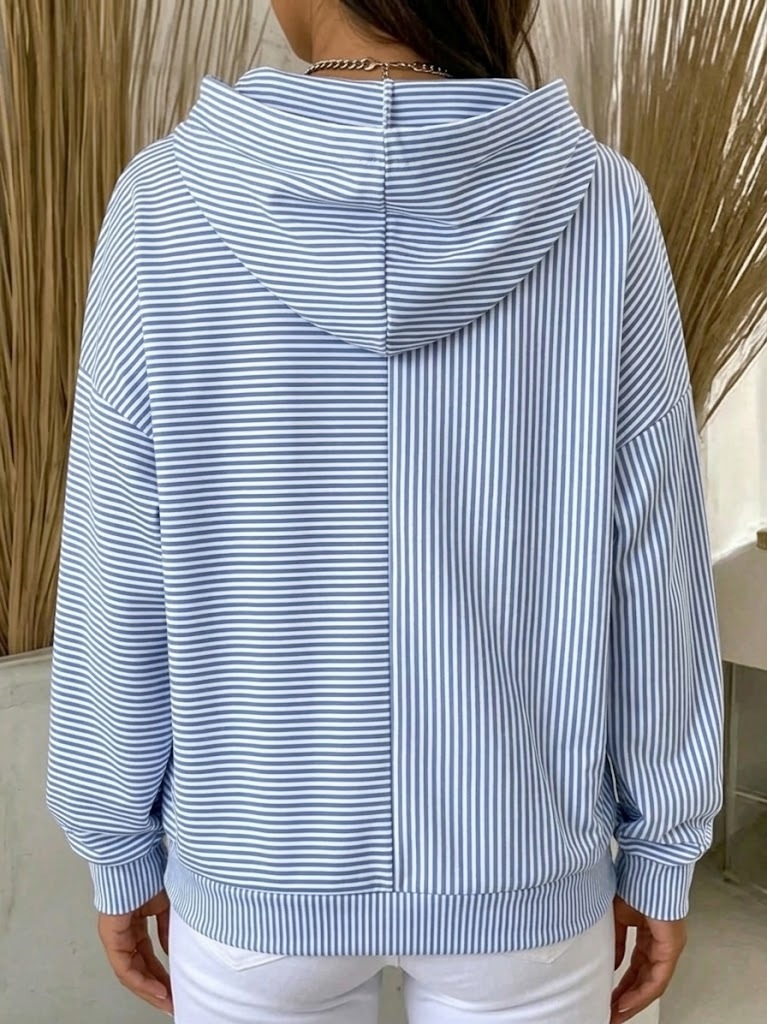 Casual Striped Cotton Hoodie