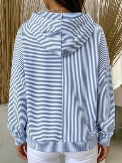 Casual Striped Cotton Hoodie