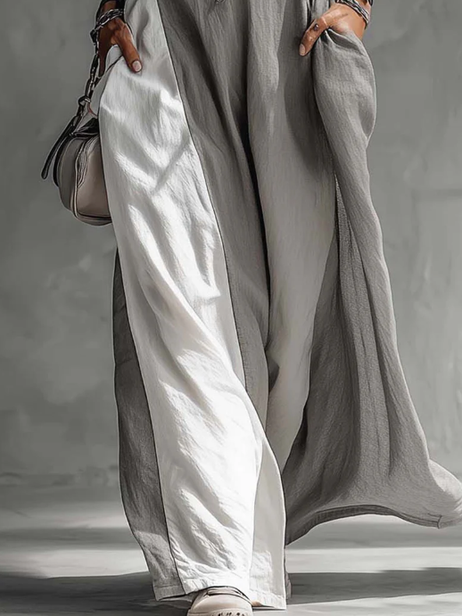 Casual And Cozy Color-blocked Cotton Dress