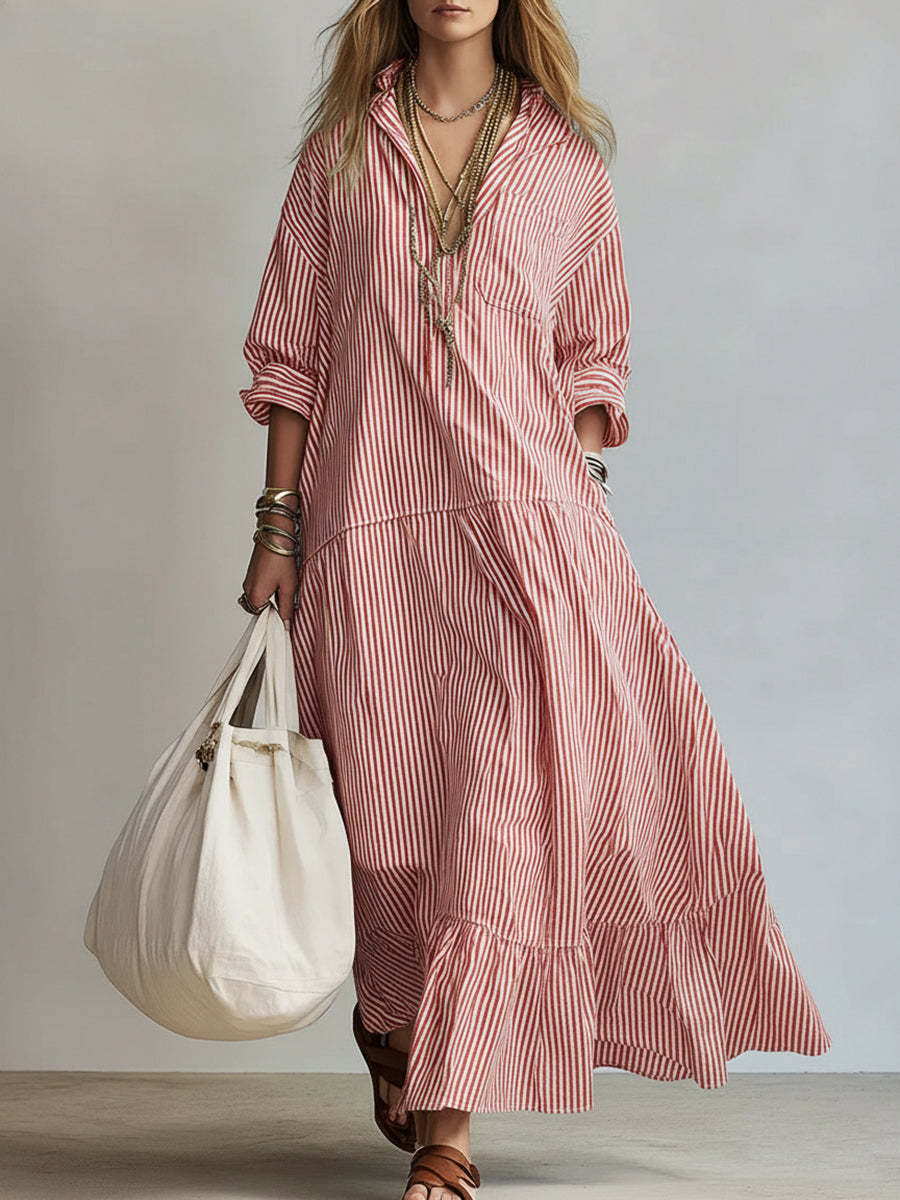 Women's Casual Striped Loose-fitting Dress