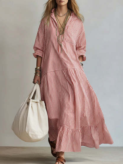 Women's Casual Striped Loose-fitting Dress