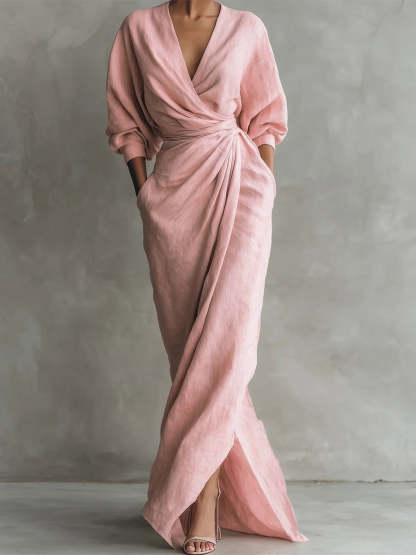 Women's Linen And Cotton Extra-long Dress