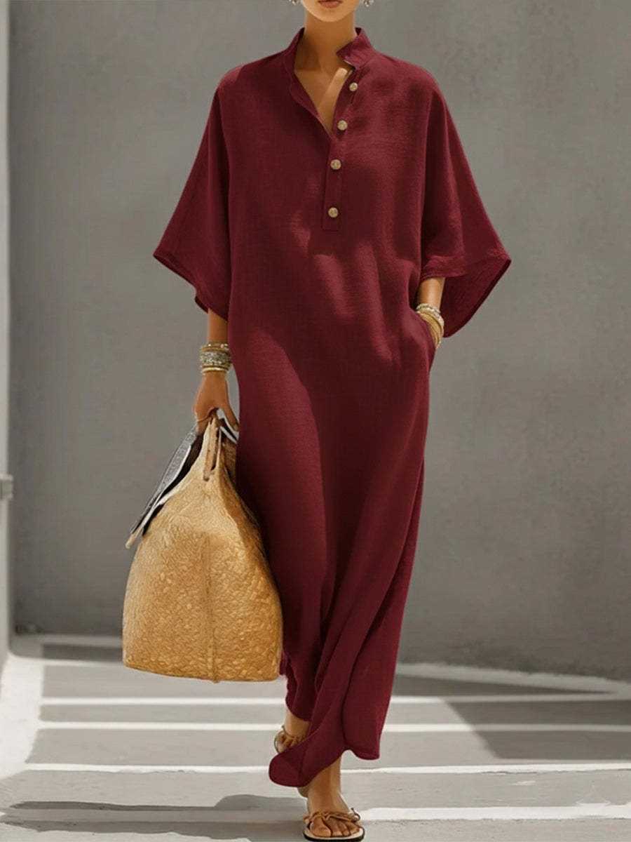 Loose And Cozy Linen And Cotton Dress