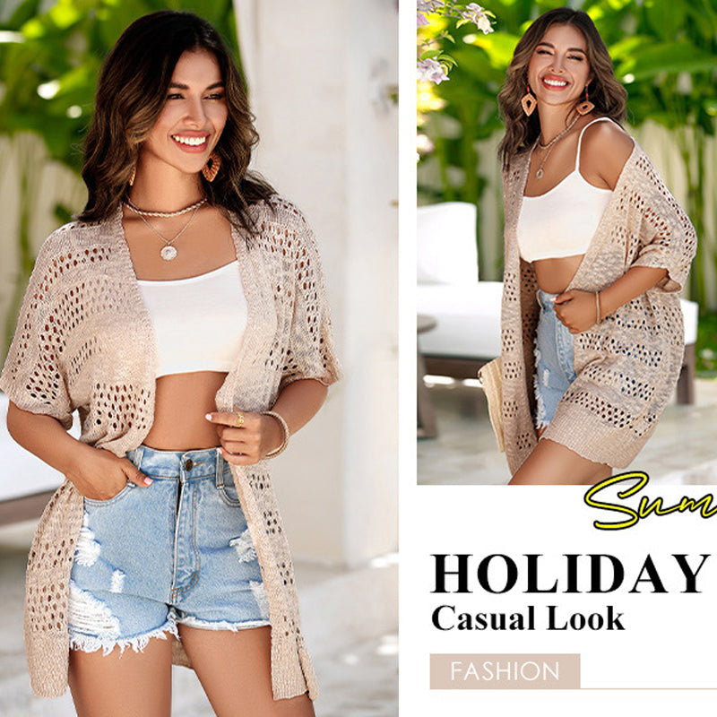 💥50% OFF! ✨ Women's Hollow-Out Knit Cardigan – Lightweight, Breathable, Boho-Chic