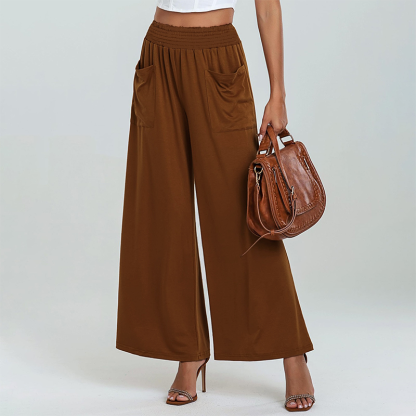Women's Casual Wide Leg Pants – Milk Silk Fabric & Elastic High Waist 🌸