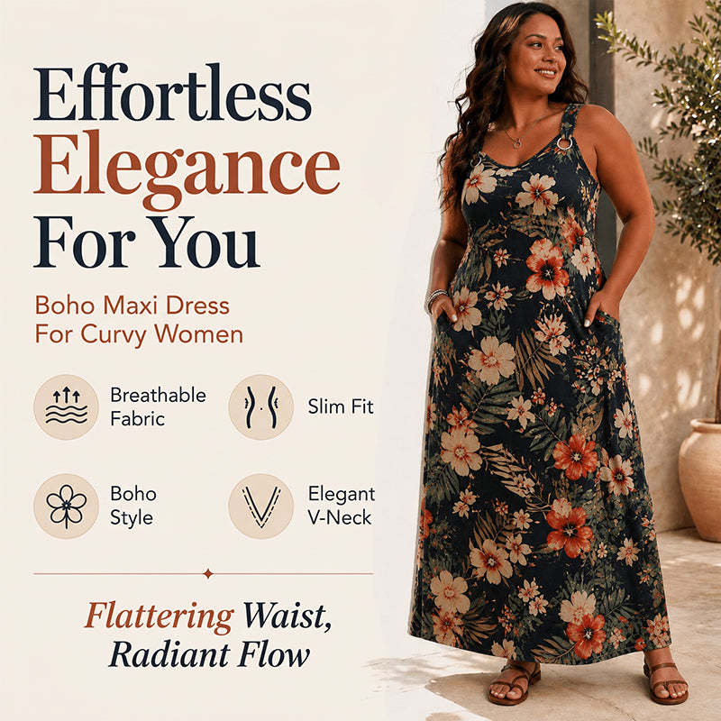 Women's Plus Size V-Neck Sleeveless Maxi Dress