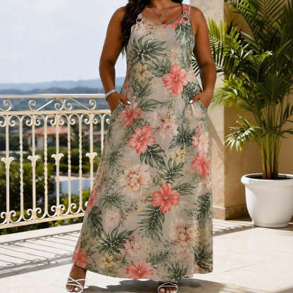Women's Plus Size V-Neck Sleeveless Maxi Dress