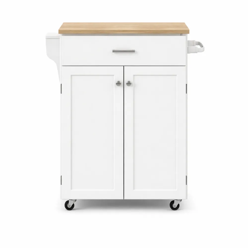 Carrello Portavivande con Cassetto e Portaoggetti, Isola Cucina con Ruote