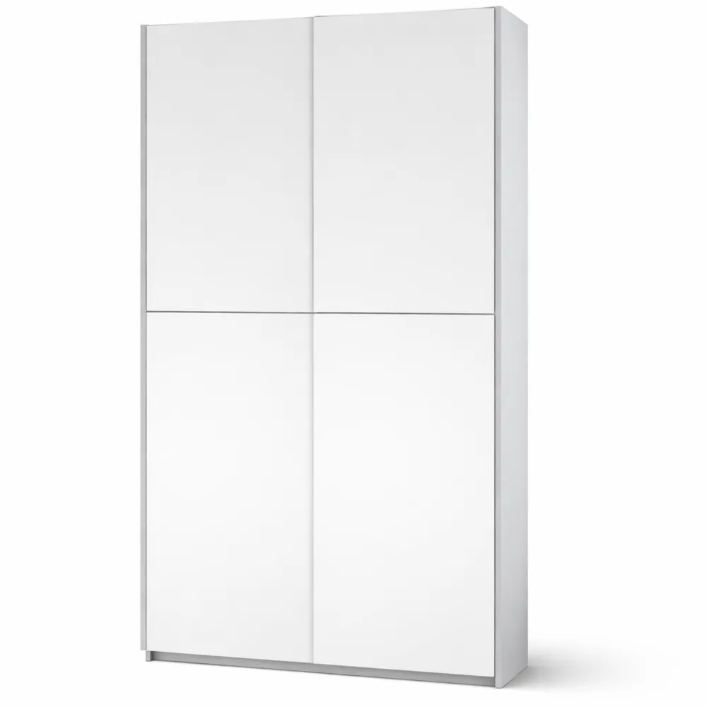Armadio guardaroba con ante scorrevoli, capacità elevata, bianco, 125x195x38 cm