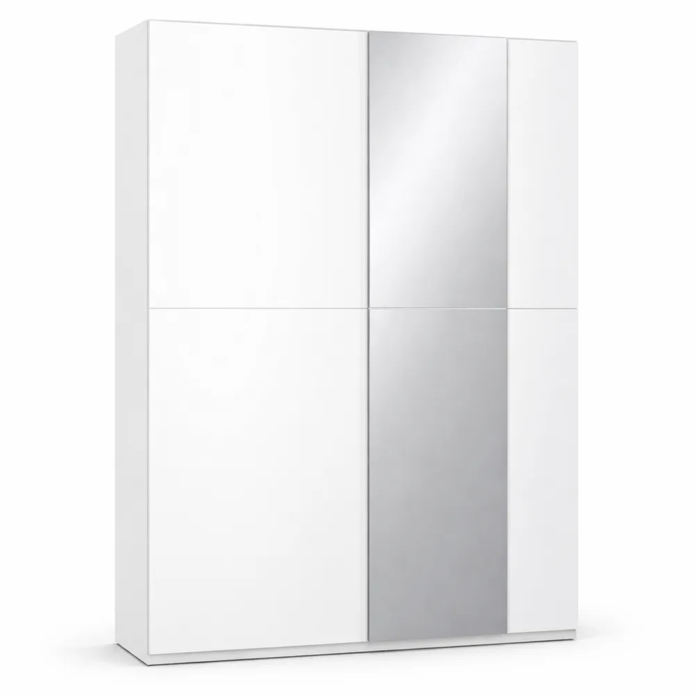 Armadio ad ante scorrevoli con anta a specchio, bianco, 61,2 x 150 x 190,5 cm