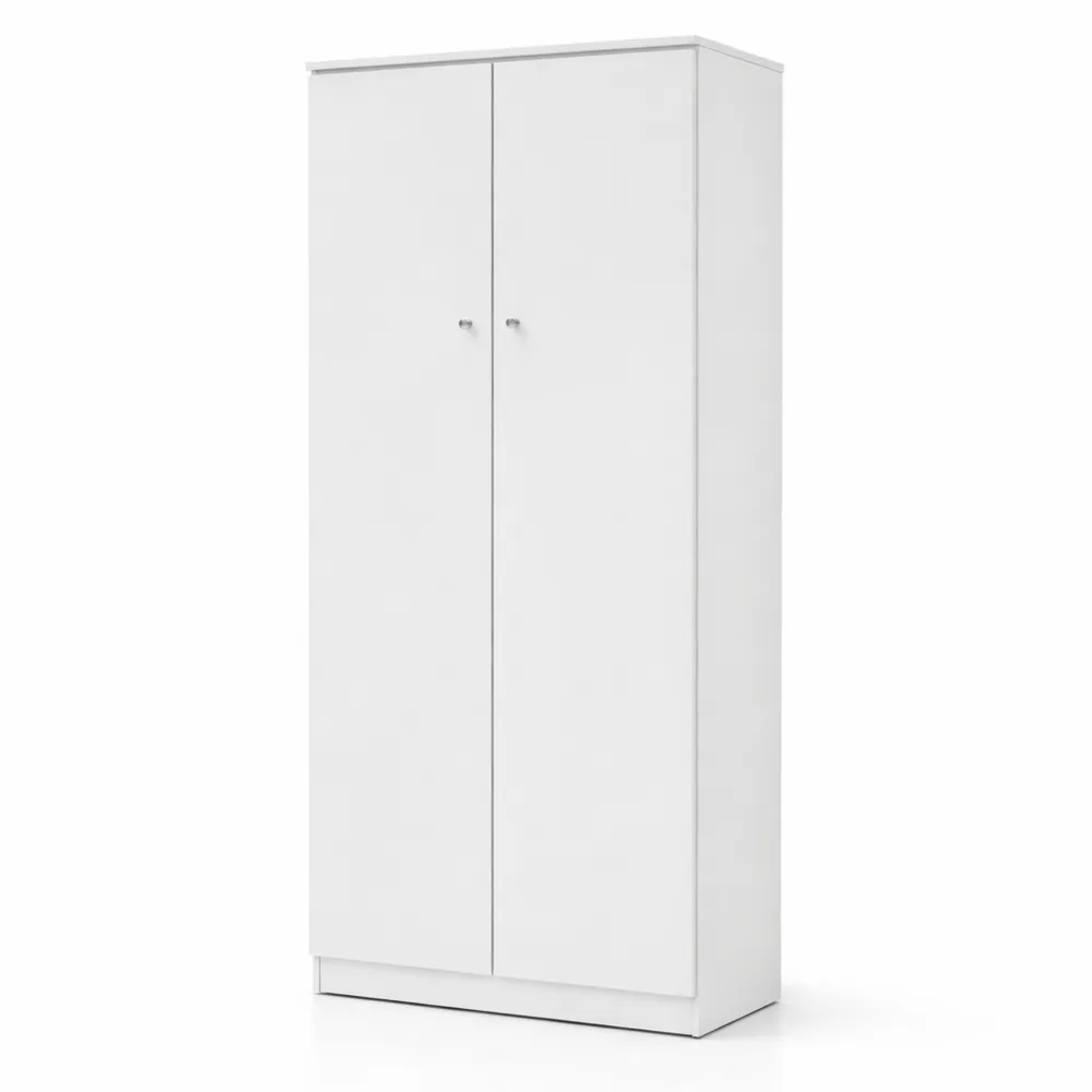 Armadio a Due Ante Bianco con Ripiani Regolabili