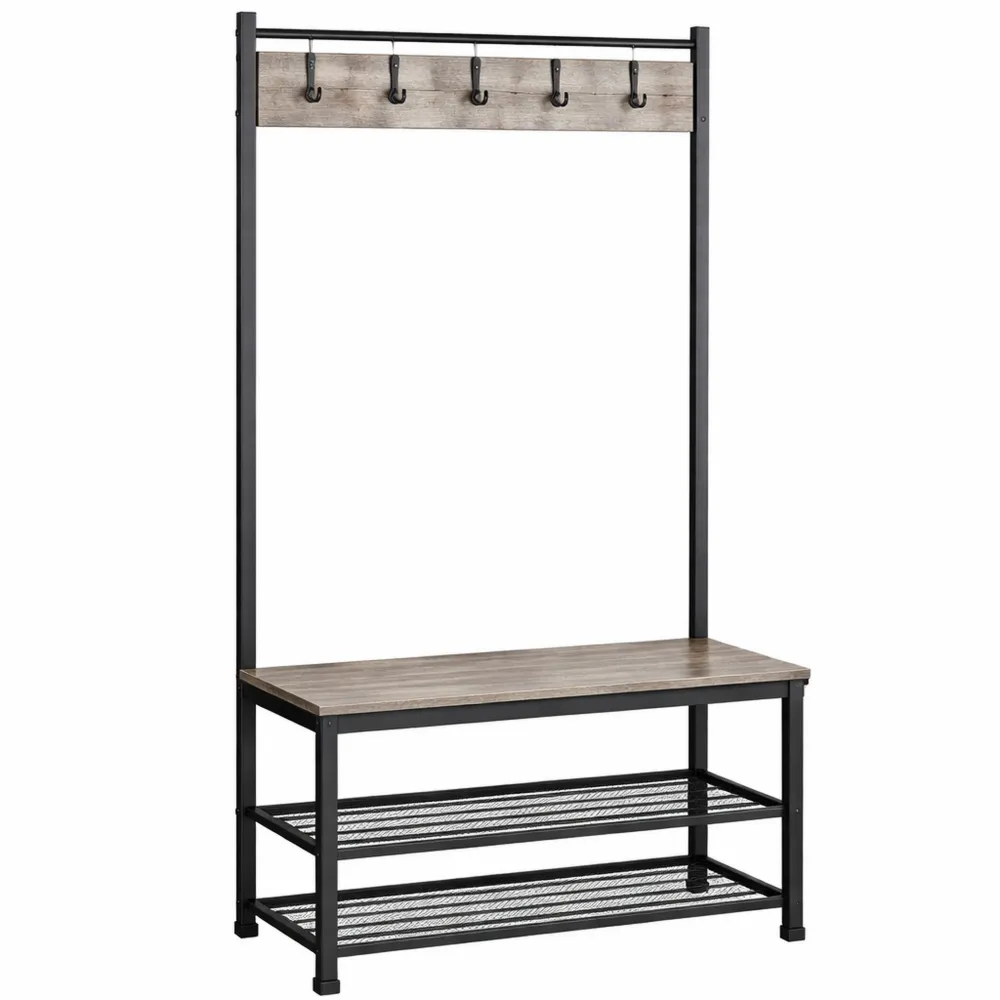 Appendiabiti Autoportante con Scarpiera Vintage e Ripiani