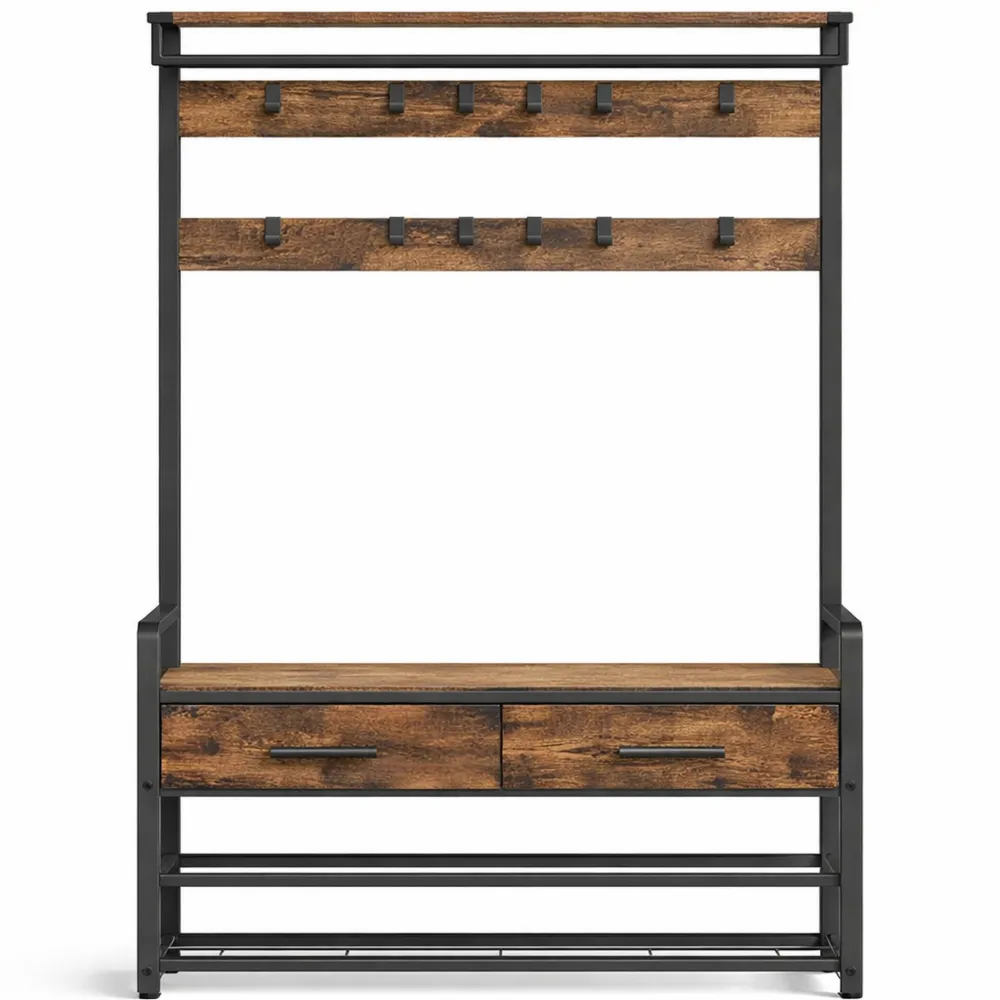 Appendiabiti con Panca Scarpiera e 10 Ganci, Design Separabile