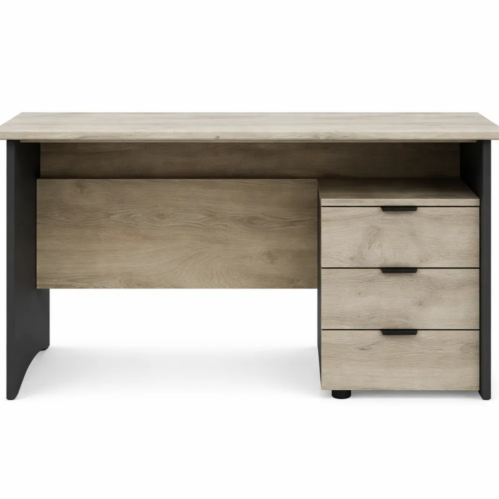 Scrivania da Ufficio con Cassettiera Rovere e Grigio