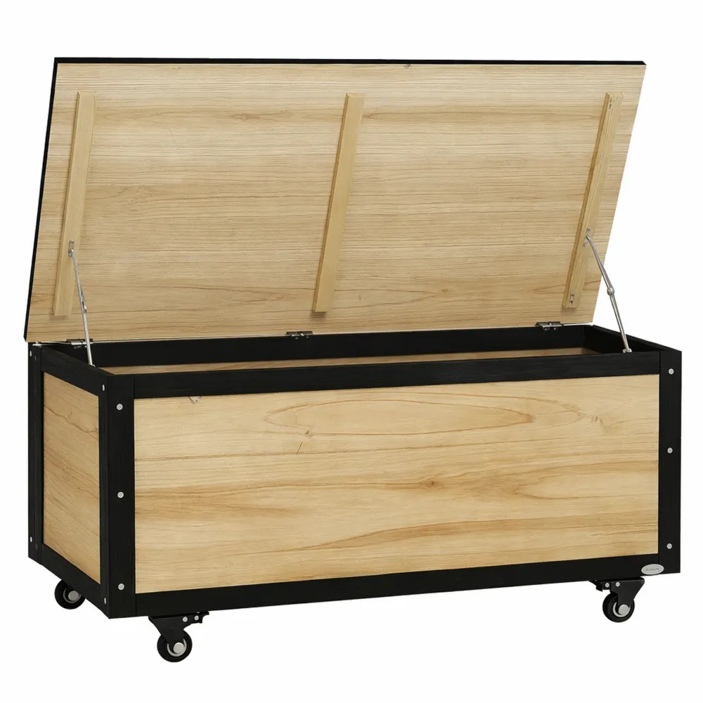 Panca Contenitore da Giardino con Rotelle e Maniglie, 121L, 100x50x43cm