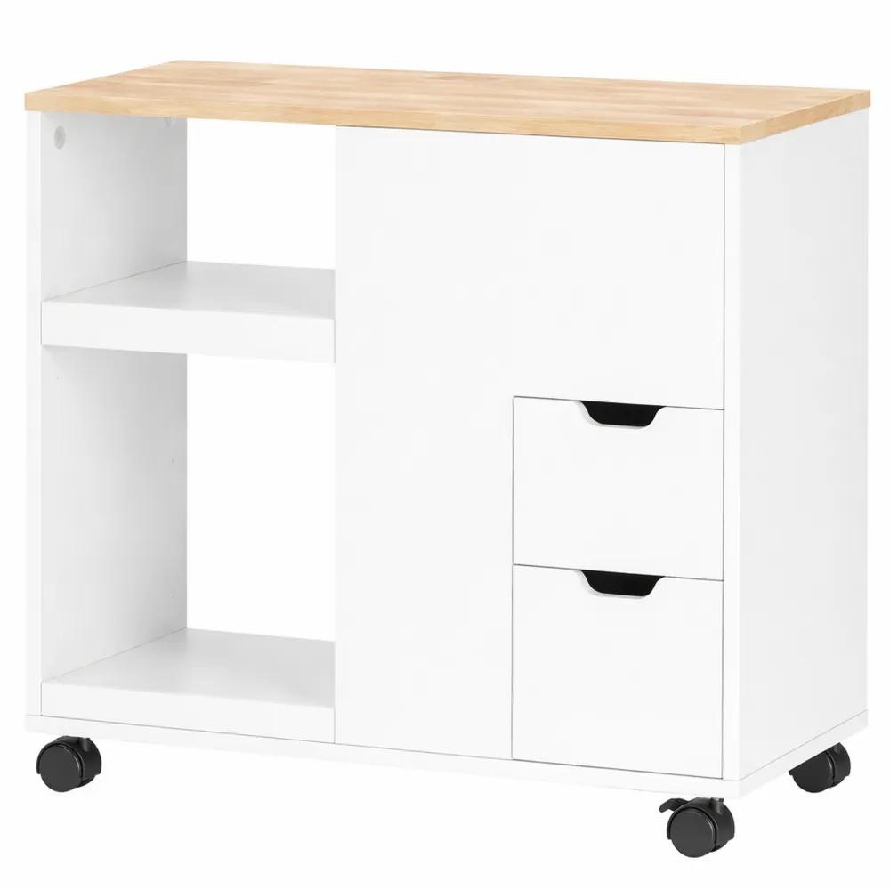 Tavolino da Salotto con Ruote e Cassetti, Ideale per Divano o Letto