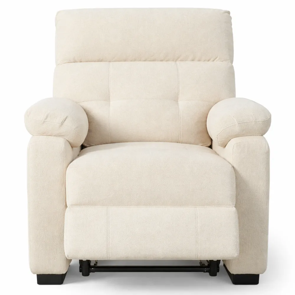 Poltrona Relax Reclinabile Elettrica con Poggiapiedi e Porta USB in Velluto Bianca