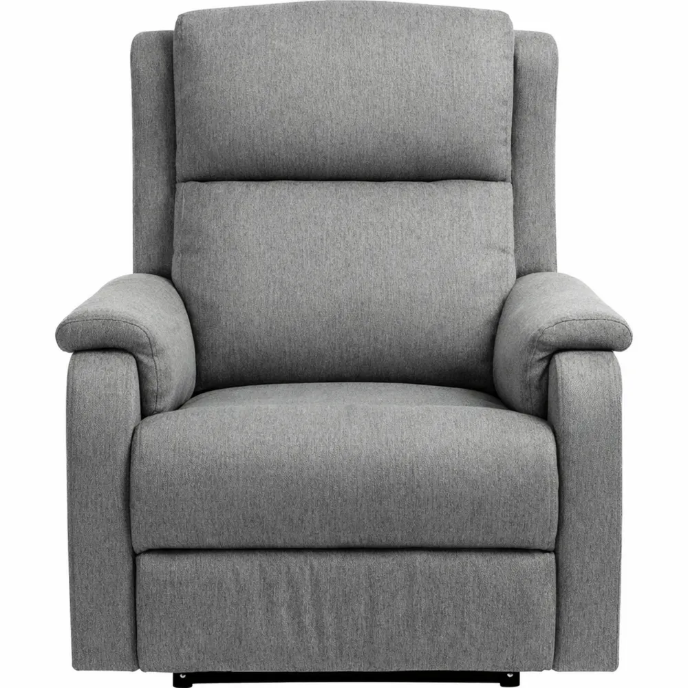 Poltrona Relax Elettrica Reclinabile con USB e Poggiapiedi in Tessuto Grigio Chiaro