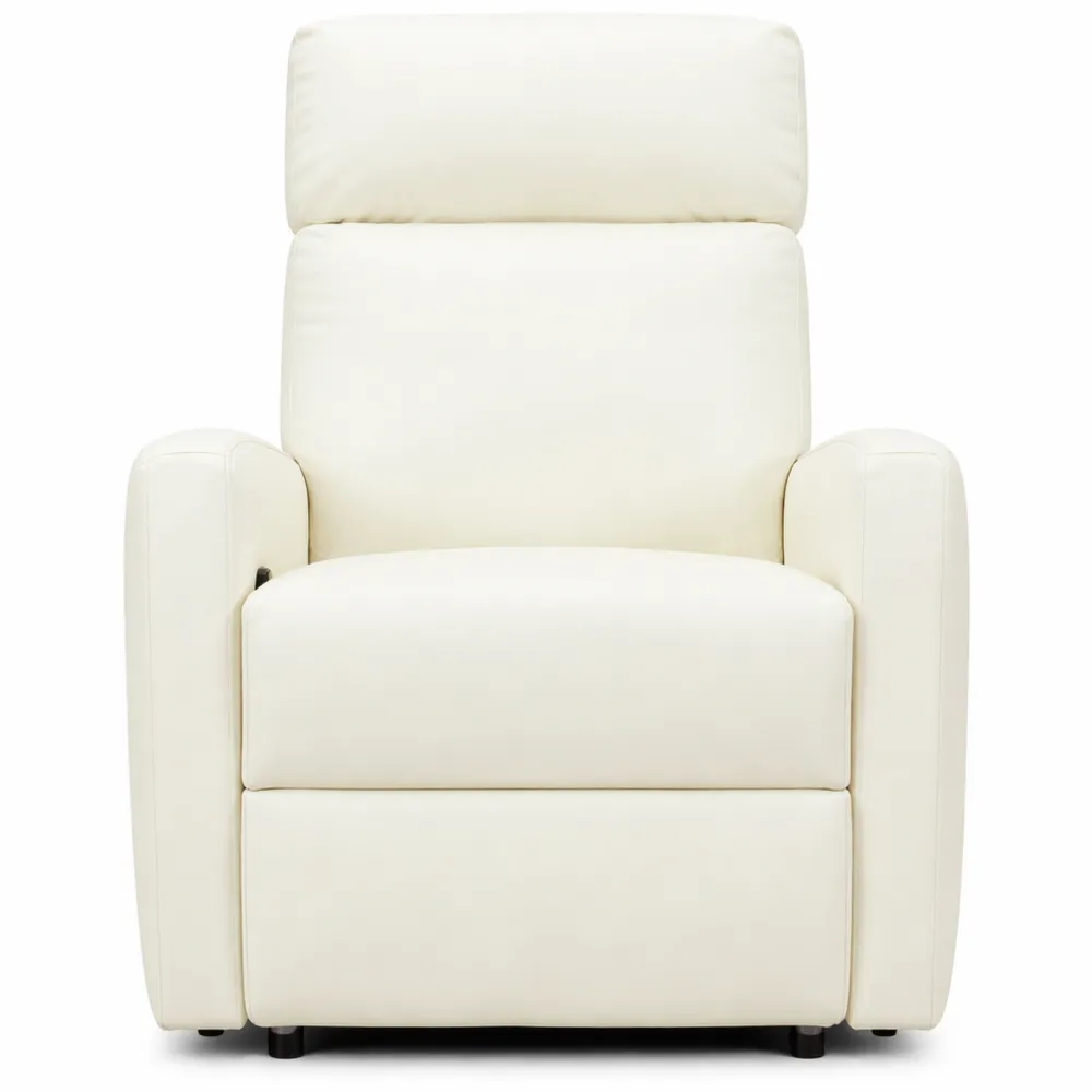 Poltrona Relax Reclinabile con Poggiapiedi Regolabile in Pelle PU, Crema