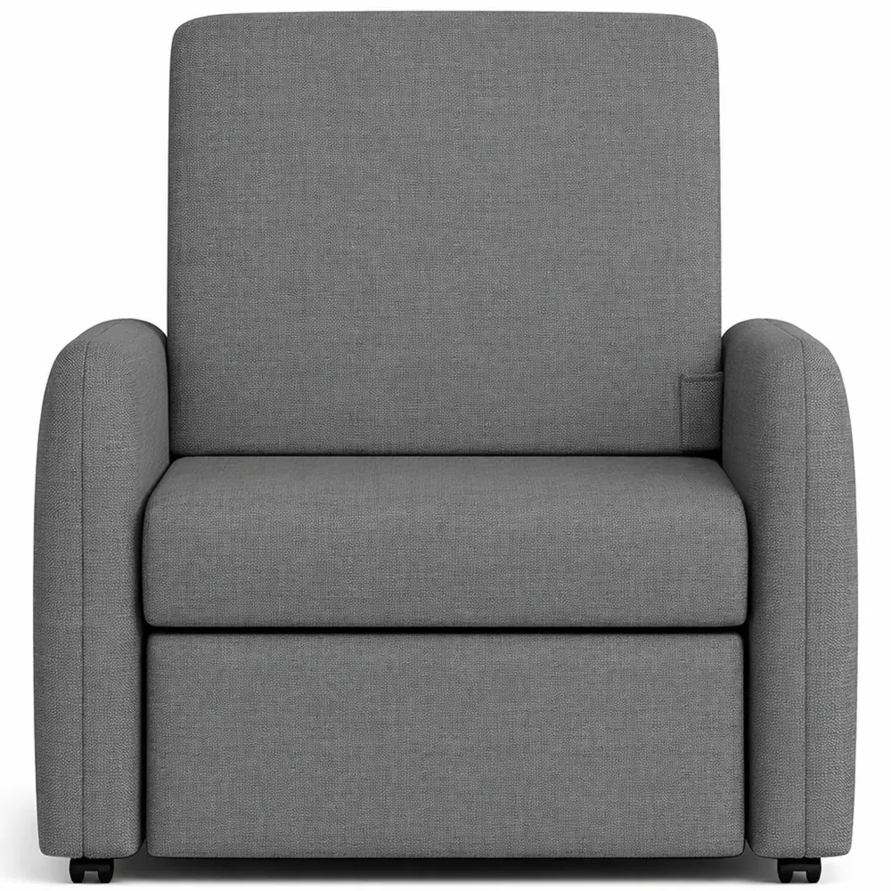 Poltrona Relax Reclinabile con Poggiapiedi e Ruote, Imbottitura in Tessuto per Camera e Salotto, Grigio