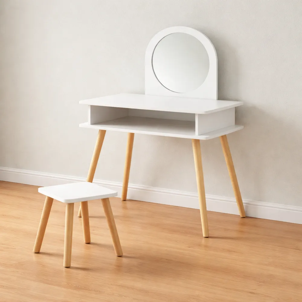 Tavolo da Trucco per Bambini con Specchio e Vano