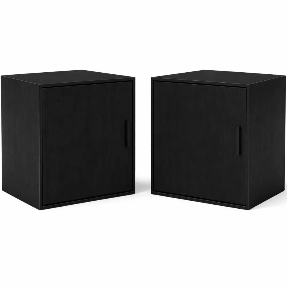 Coppia di Armadietti a Muro Neri per Garage in Legno Multistrato