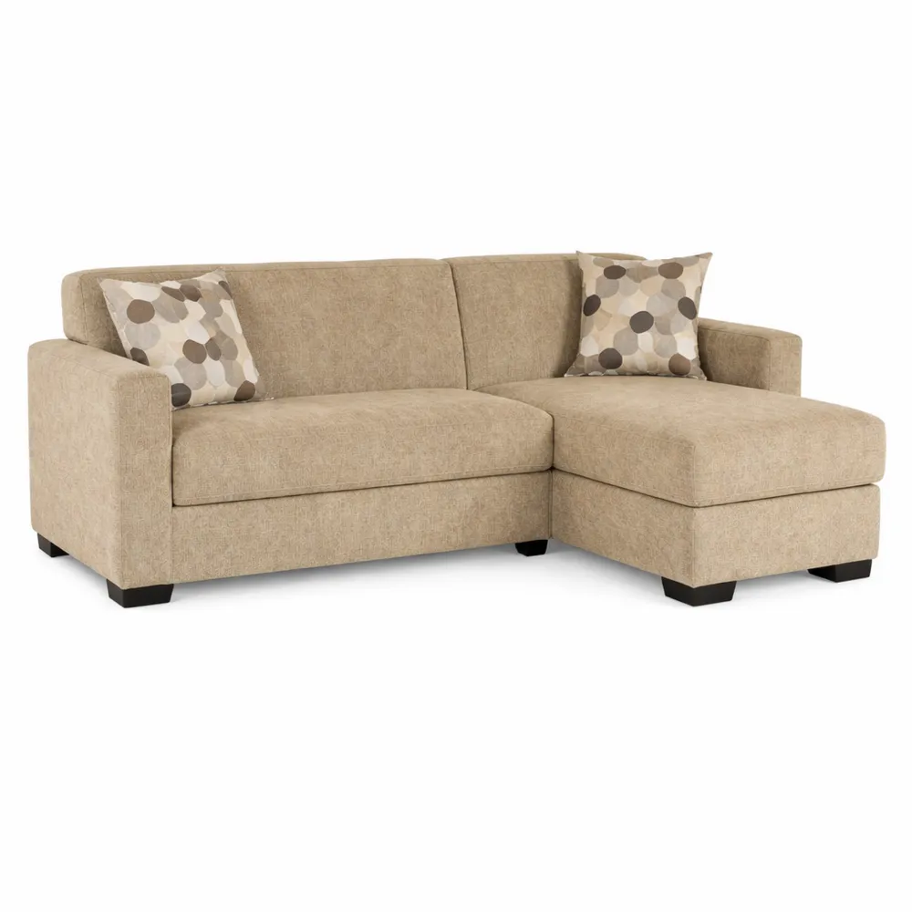 Divano angolare letto con penisola reversibile, 227x77x175 cm, beige