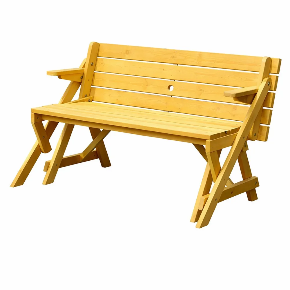 Panca da Giardino Convertibile con Tavolo in Legno